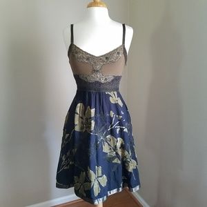 Free People Vintage Lace/Silk Blue/Olive Dress